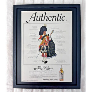 Framed 1969 Dewar's White Label Scotch Magazine Print Ad Highlander